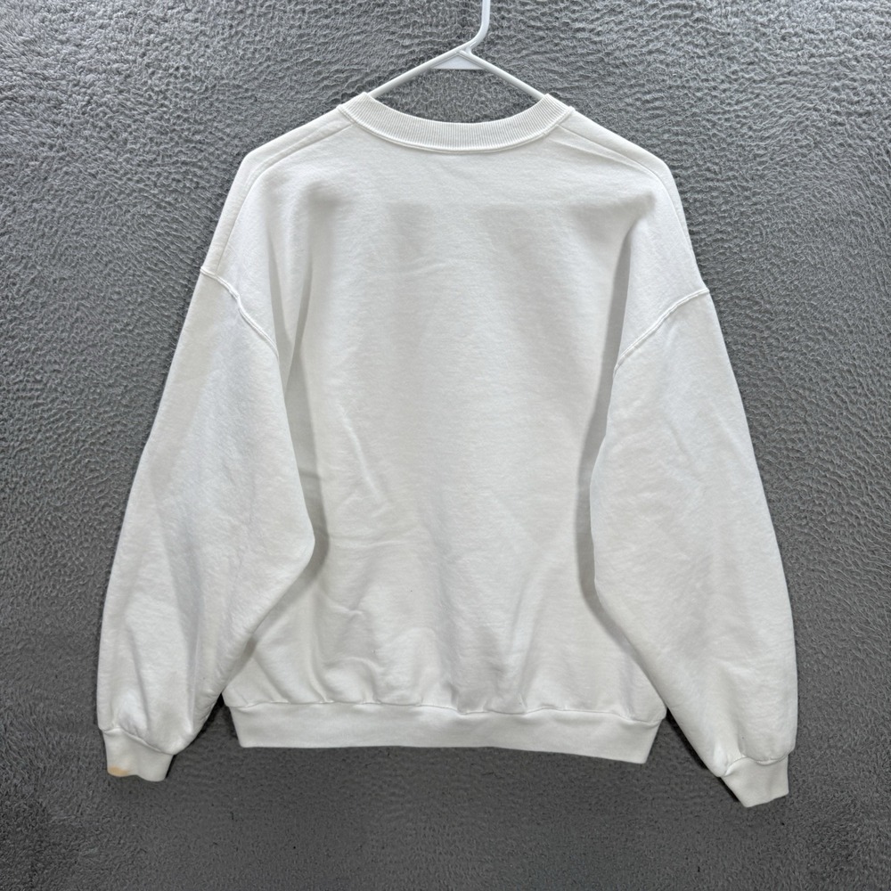 Vintage Jerzees Sweatshirt Womens XL White Crewneck Cats Winter Christmas Y2K - Picture 2 of 12